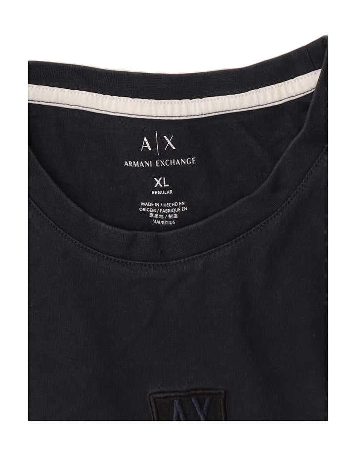 ARMANI EXCHANGE Mens Regular T-Shirt Top XL Navy Blue Vintage Armani Exchange and Second-Hand Armani Exchange from Messina Hembry 