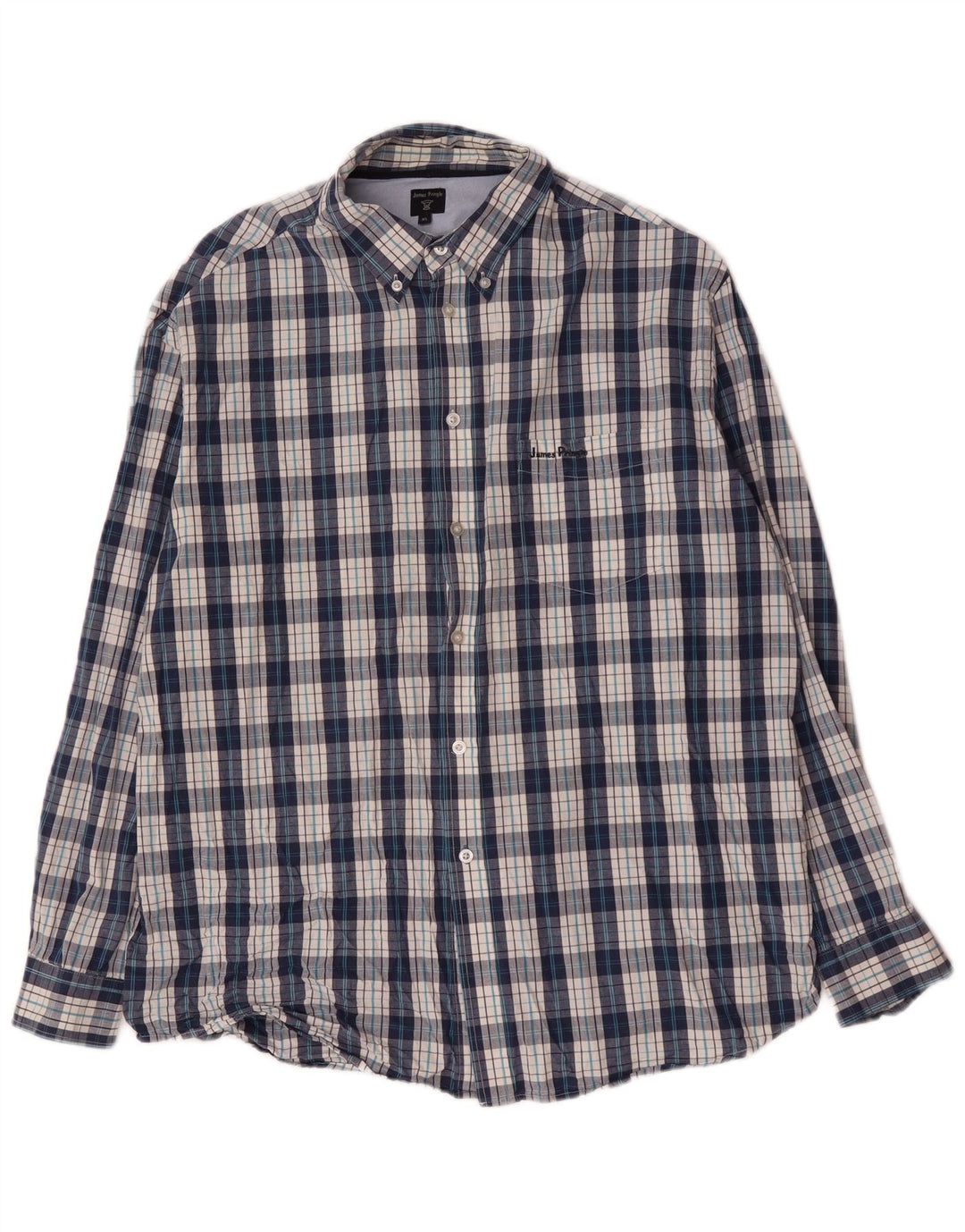 Camisa masculina James Pringle XL azul xadrez algodão