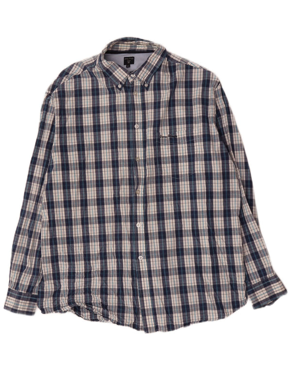 Camisa masculina James Pringle XL azul xadrez algodão