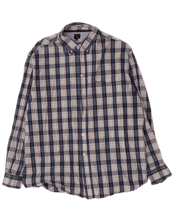 Camisa masculina James Pringle XL azul xadrez algodão