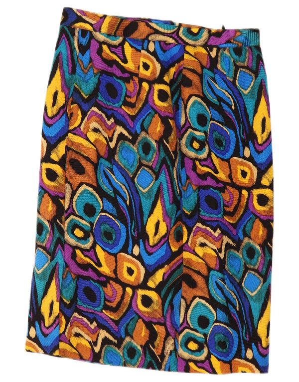 Saia reta feminina vintage W32 grande multicolorida Ikat