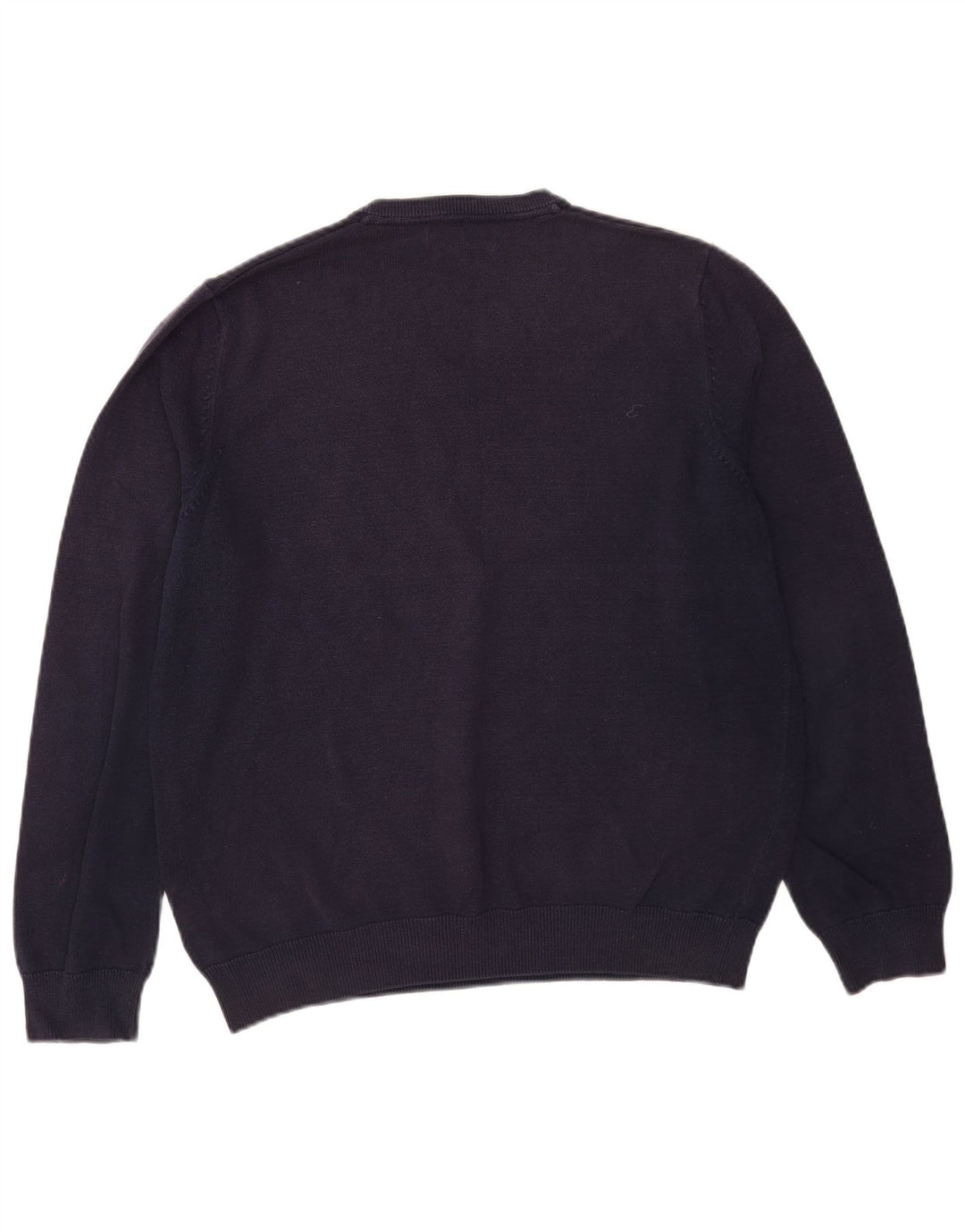 Suéter masculino Marks & Spencer com decote em V grande algodão azul marinho