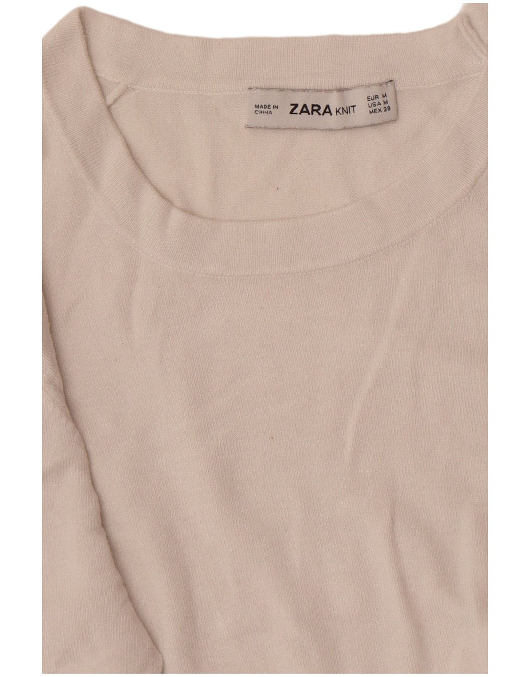Zara Suéter feminino com gola redonda, Reino Unido 12 Médio Branco