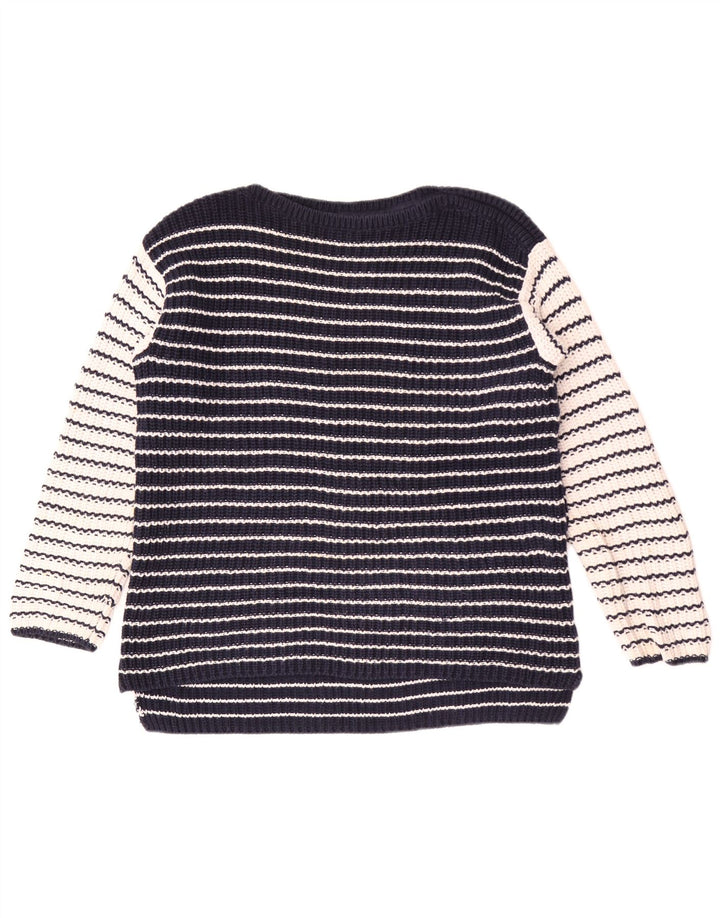 Suéter feminino Marks & Spencer com gola canoa Reino Unido 14 médio azul marinho