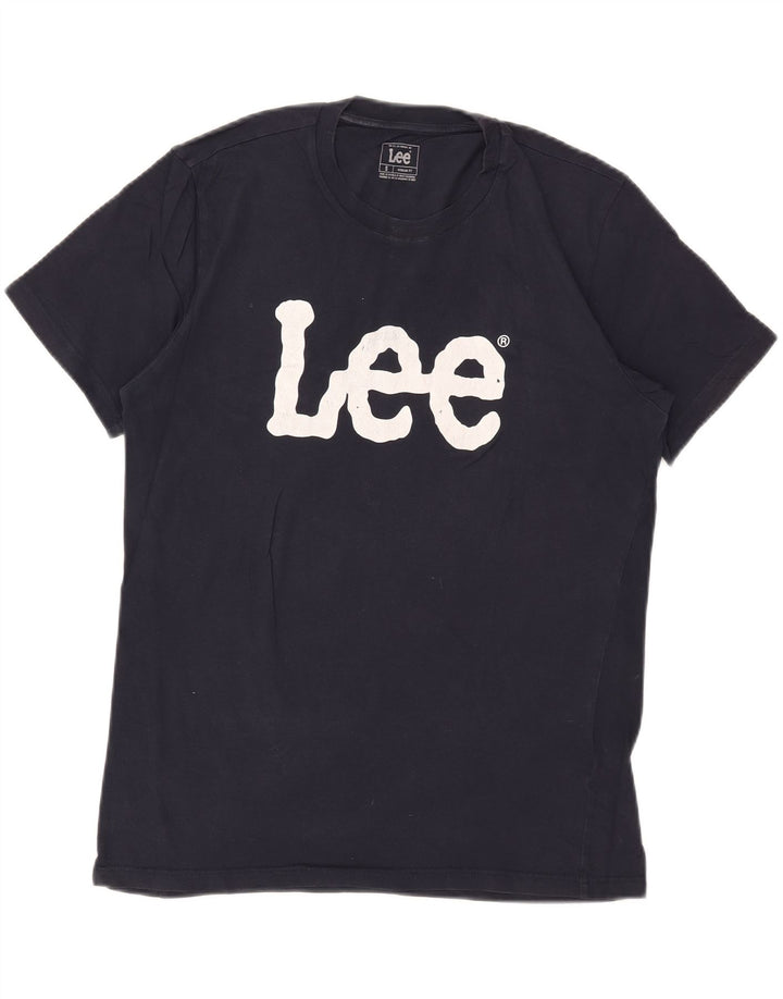 Camiseta masculina Lee Regular Fit com estampa gráfica pequena azul marinho