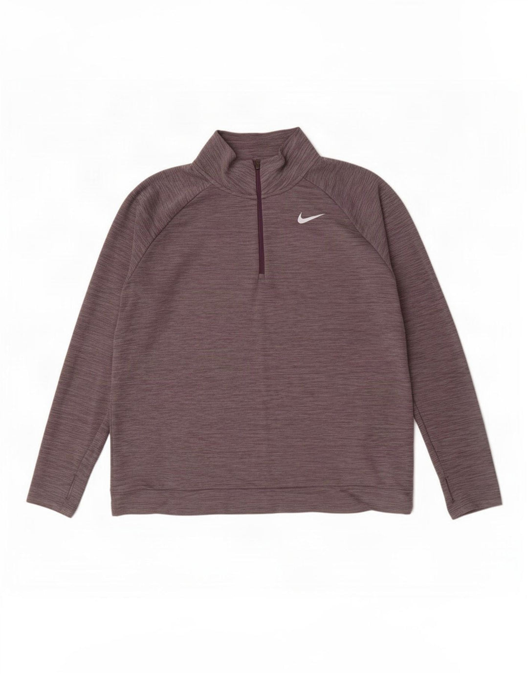 Pulôver masculino Nike Dri Fit com decote em zíper, moletom XL cinza manchado de poliéster