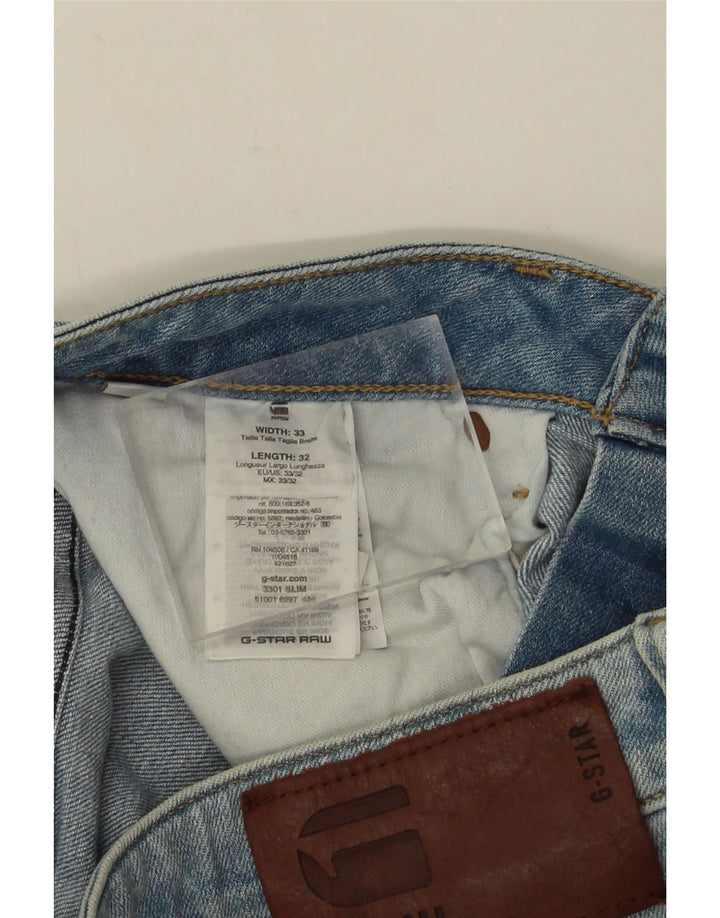 G-Star Masculino 3301 Slim Jeans W33 L32 Azul Algodão