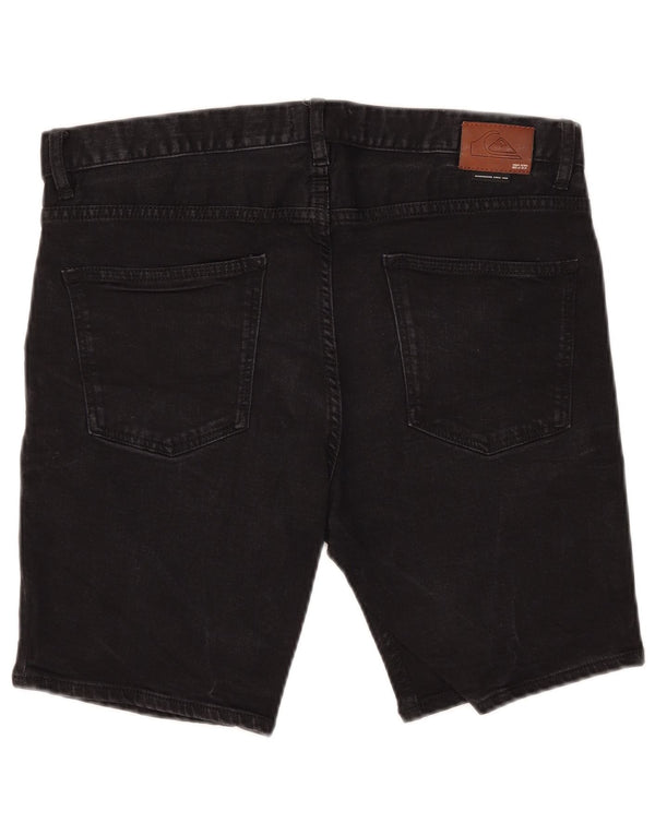 Quiksilver Mens Slim Fit Shorts Jeans W34 Grande Algodão Preto