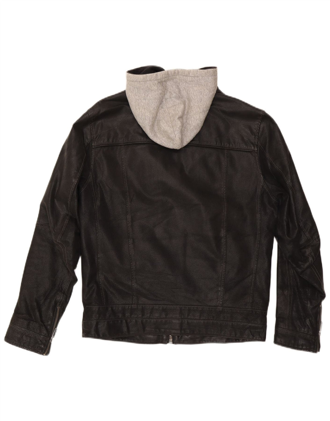 Jaqueta masculina de couro com capuz Angelo Litrico UK 36 Small Black Colourblock