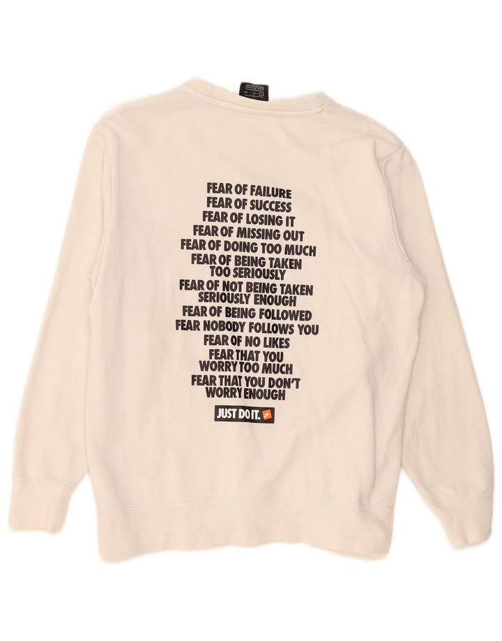 Nike masculino gráfico moletom jumper pequeno algodão branco
