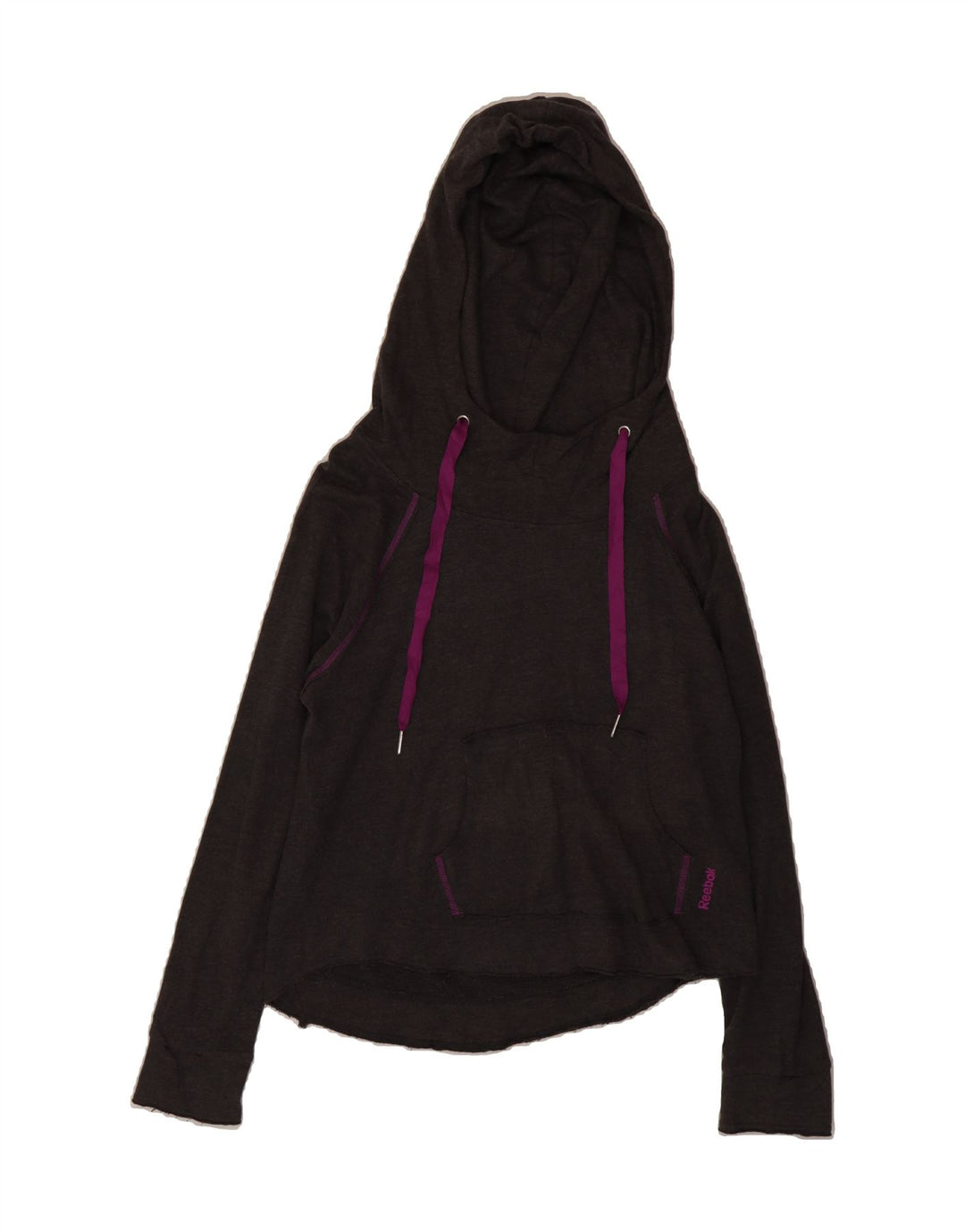 REEBOK Womens Hoodie Jumper UK 14 Large Grey Cotton Vintage Reebok and Second-Hand Reebok from Messina Hembry 