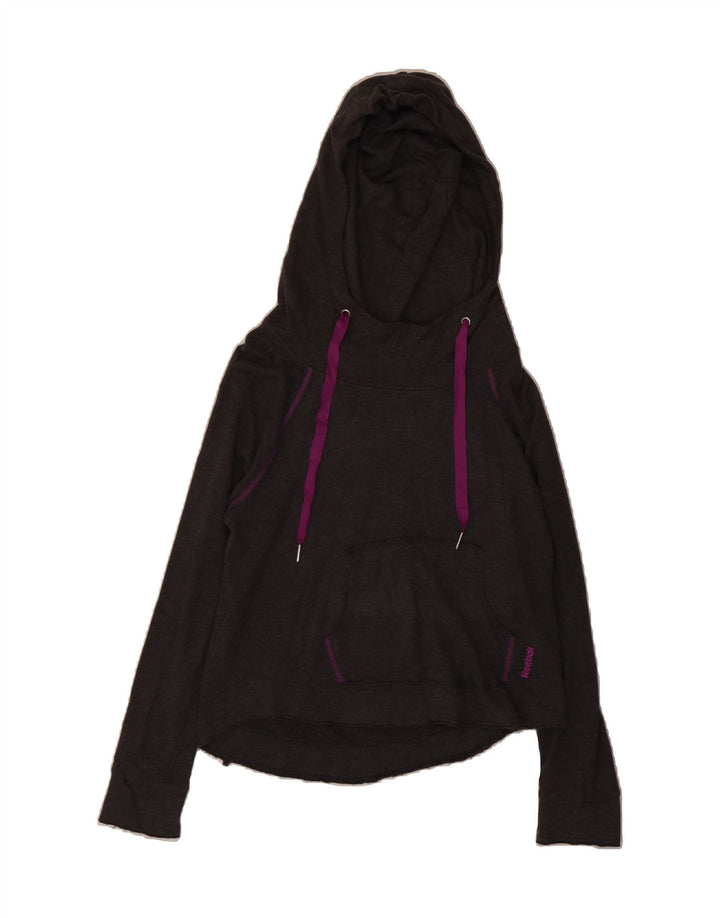 REEBOK Womens Hoodie Jumper UK 14 Large Grey Cotton Vintage Reebok and Second-Hand Reebok from Messina Hembry 