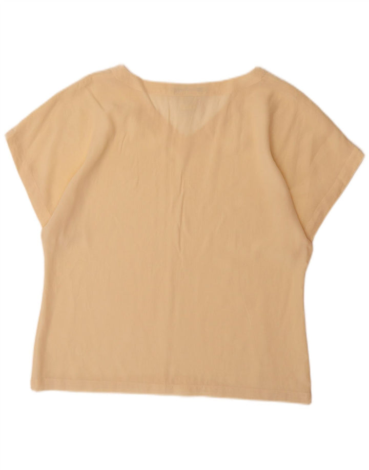Camiseta feminina MAX MARA UK 14 grande seda bege