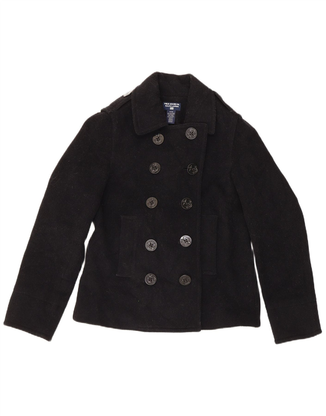 Casaco Ralph Lauren Feminino Pea UK 14 Médio Lã Preta
