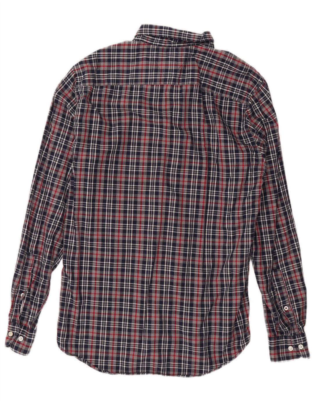 Camisa masculina TOMMY HILFIGER média xadrez azul marinho de algodão