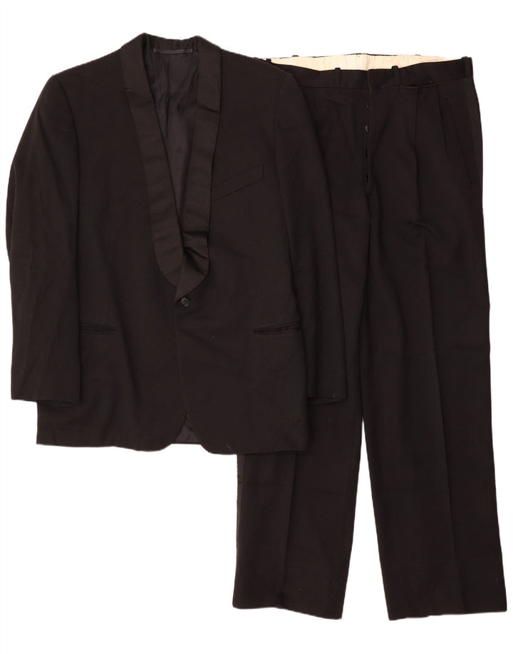 Terno masculino vintage de 1 botão e 2 peças IT 52 XL W32 L30 preto