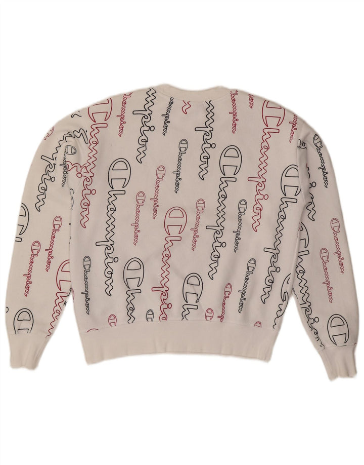 CHAMPION Suéter feminino gráfico oversized com capuz Reino Unido 10 pequeno branco