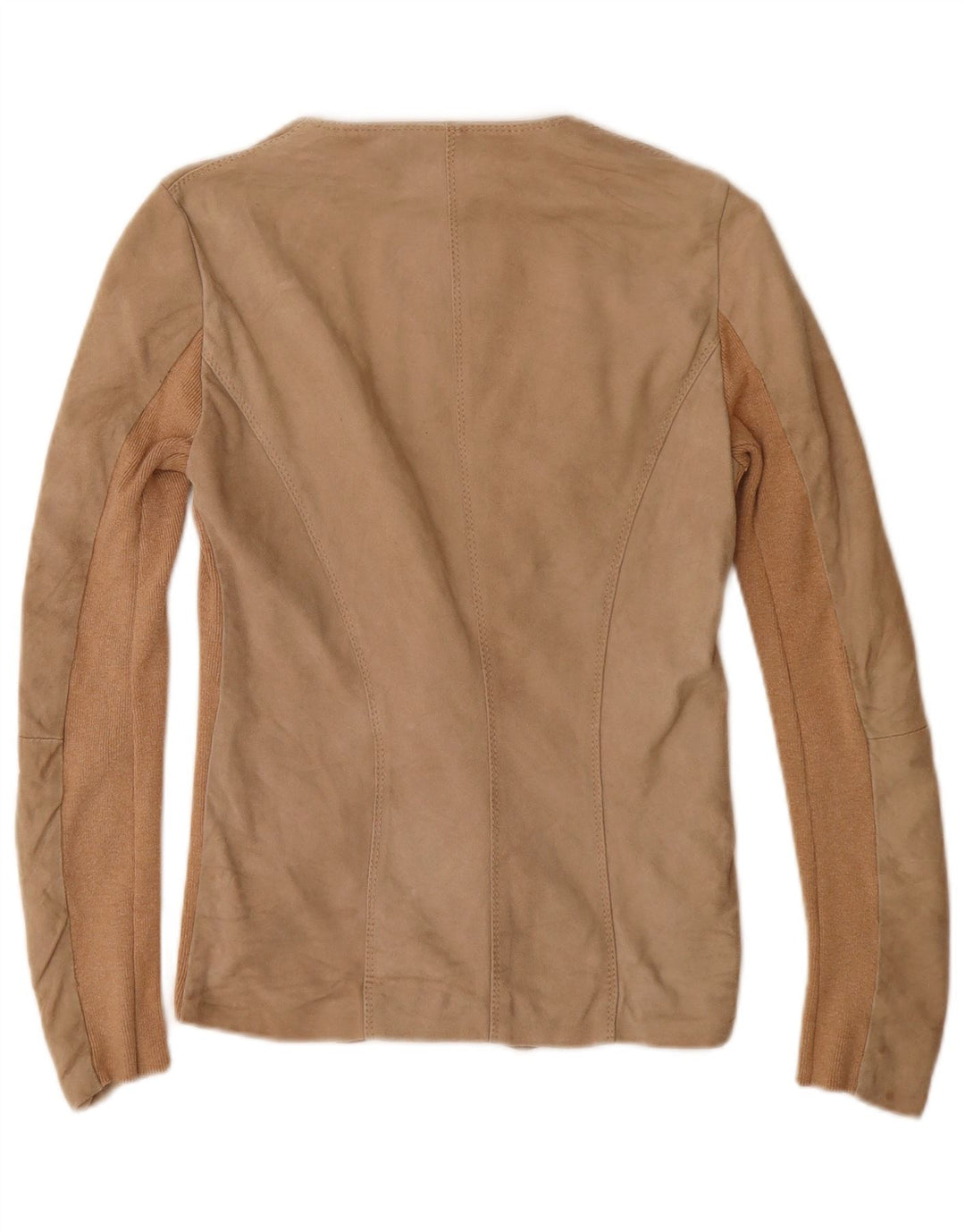 Jaqueta blazer feminina de camurça com 1 botão marca registrada Reino Unido 10 bloco colorido bege pequeno