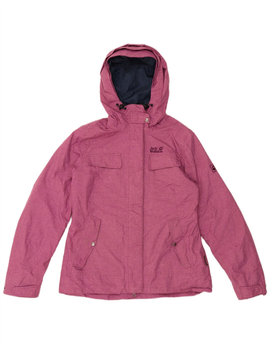 Jaqueta corta-vento feminina Jack Wolfskin com capuz Reino Unido 12/14 rosa médio
