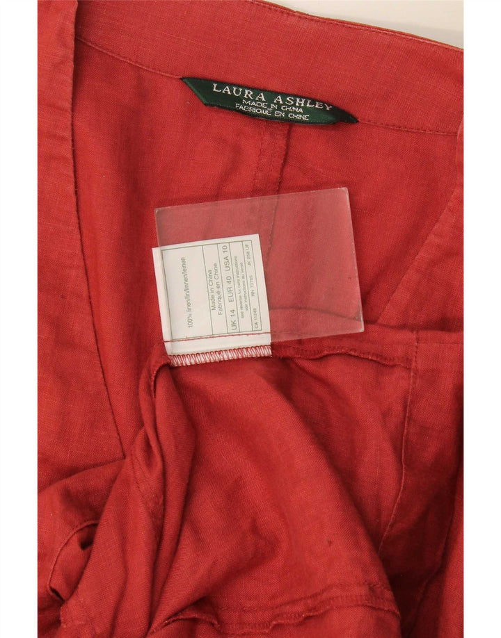 Jaqueta blazer feminina Laura Ashley com 4 botões Reino Unido 14 grande linho vermelho
