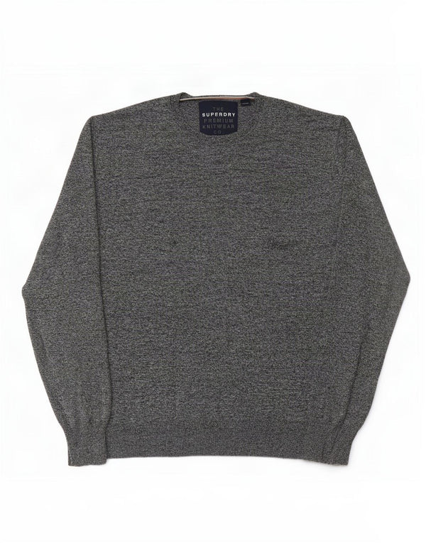 Suéter masculino Superdry com gola redonda 2XL algodão manchado cinza