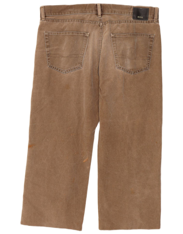 HUGO BOSS Calça jeans masculina cortada W38 L25 algodão marrom