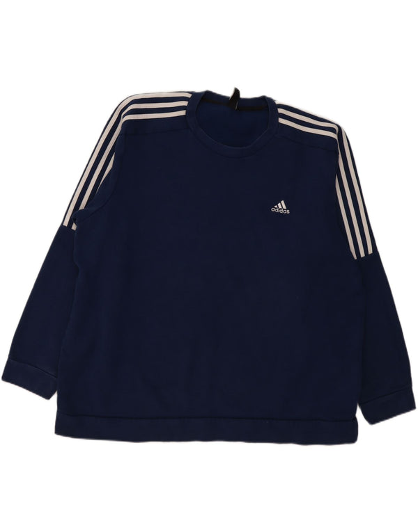 Adidas Mens Moletom Jumper 2XL Algodão Azul Marinho