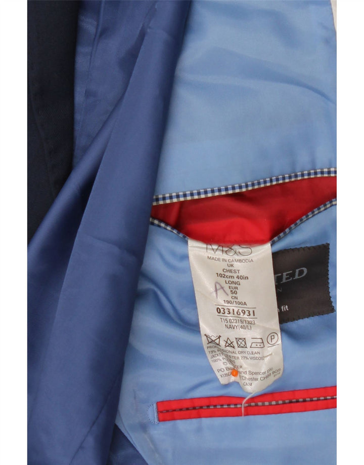 Jaqueta blazer masculina de 2 botões Marks & Spencer Reino Unido 40 azul marinho médio