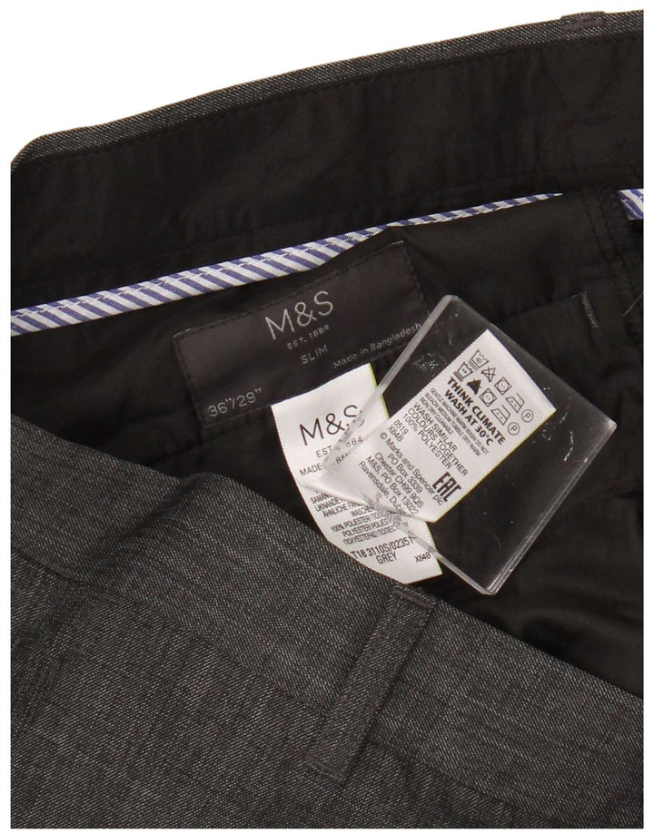 Calça masculina Marks & Spencer Slim Suit W36 L29 cinza poliéster