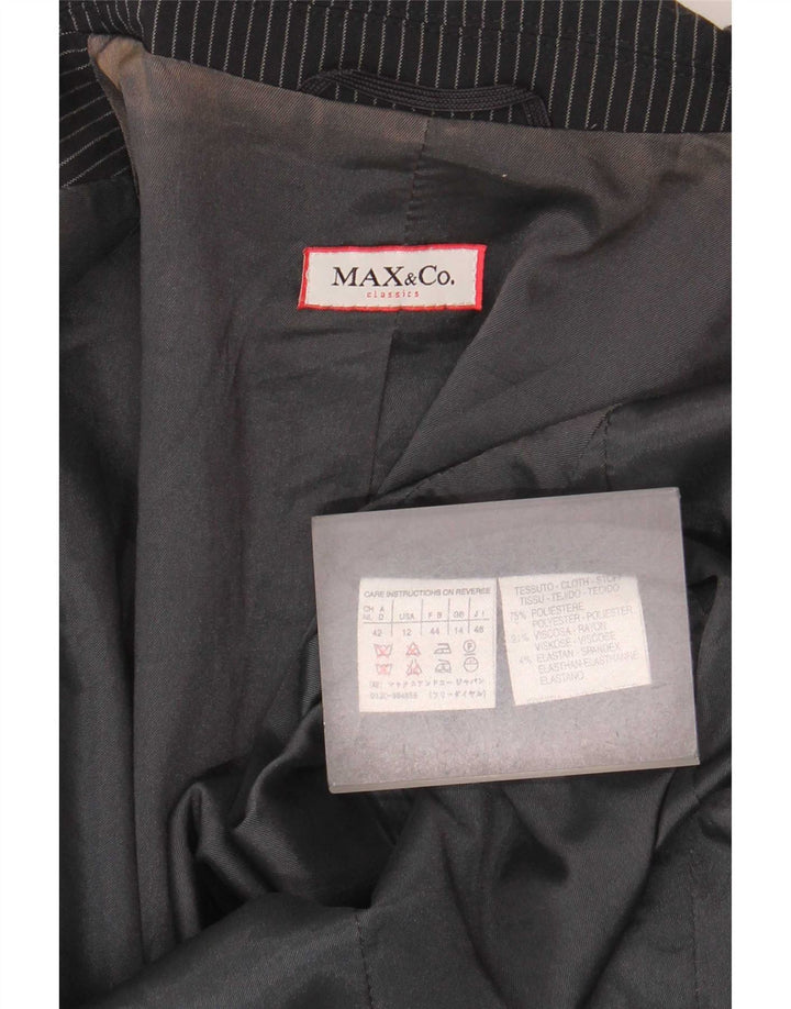 Jaqueta blazer feminina de 2 botões Max & Co. UK 14 listra preta grande