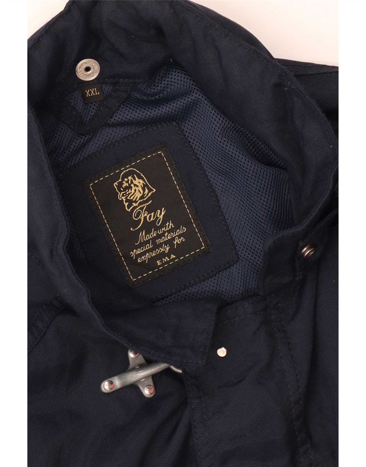 Jaqueta utilitária Fay masculina Ema com capuz Reino Unido 44 2XL azul marinho