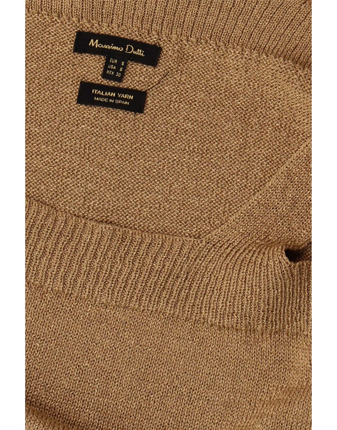 Vestido jumper feminino Massimo Dutti com ombro de fora Reino Unido 10 pequeno bege