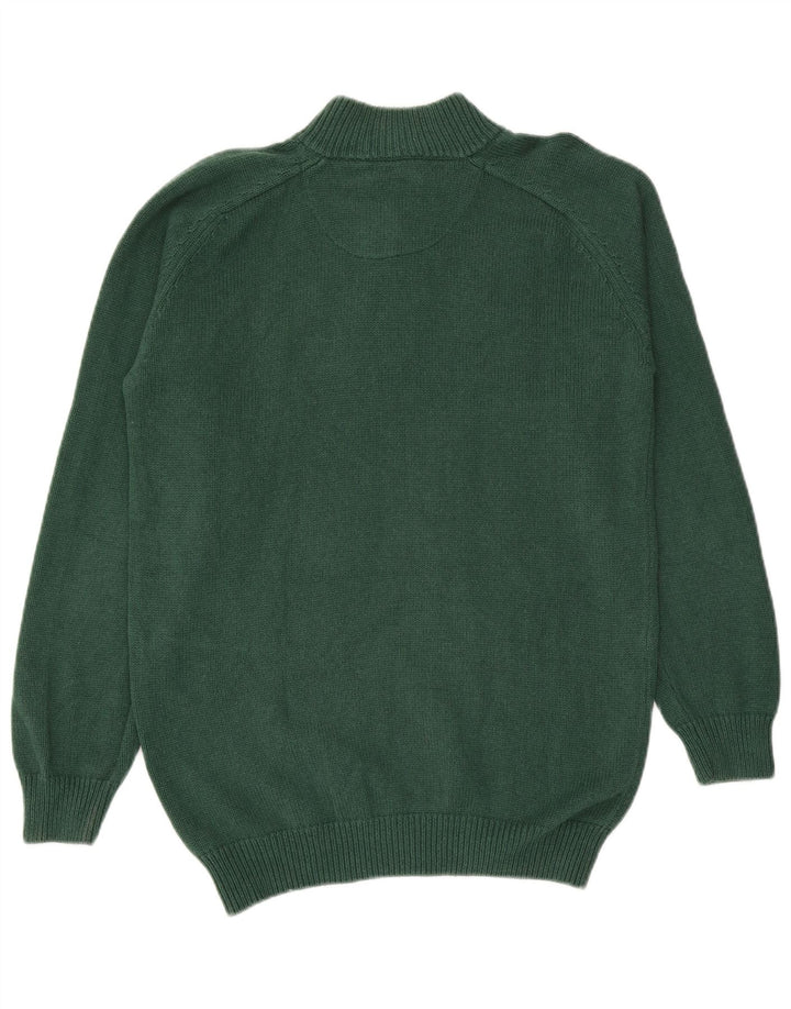 Suéter masculino Massimo Dutti com gola com botão e algodão verde médio