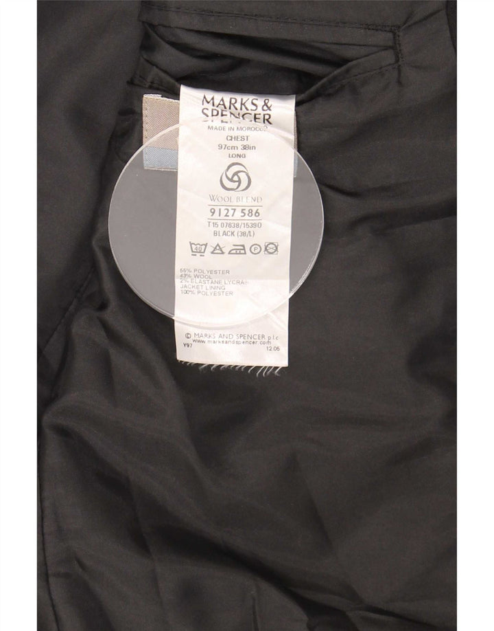 Jaqueta Blazer Masculina de 3 Botões Marks & Spencer UK 38 Poliéster Preto Médio