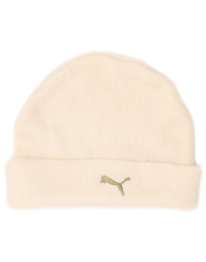 Gorro de Tricô com Estampa Puma para Homens Tamanho Único Branco