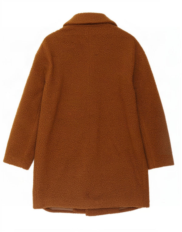 Sobretudo feminino grande de pele sintética Marks & Spencer Reino Unido 14 grande marrom