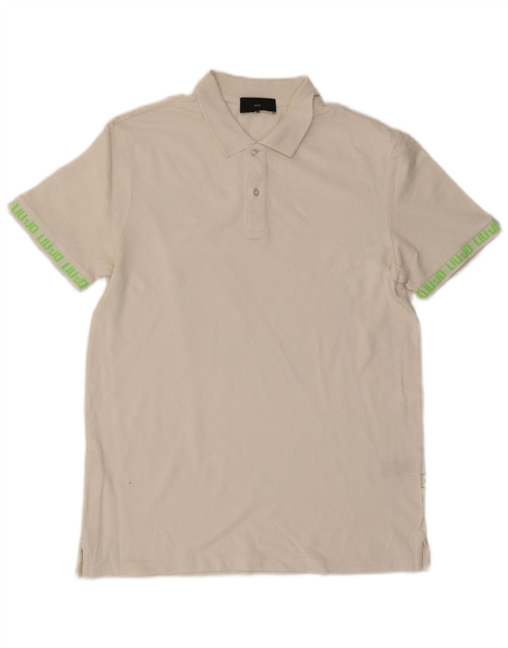 Camisa polo masculina Liu Jo gráfica grande algodão branco
