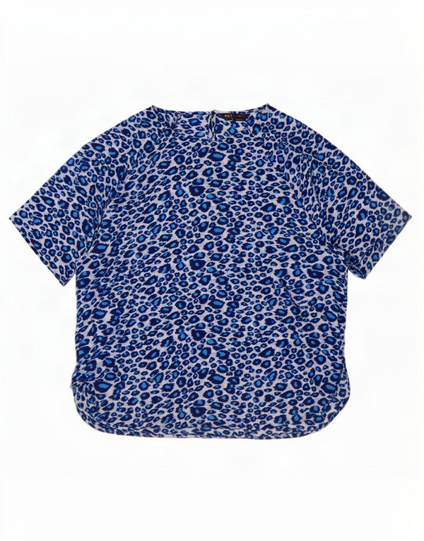Blusa feminina Marks & Spencer Reino Unido 16 grande azul estampa animal poliéster