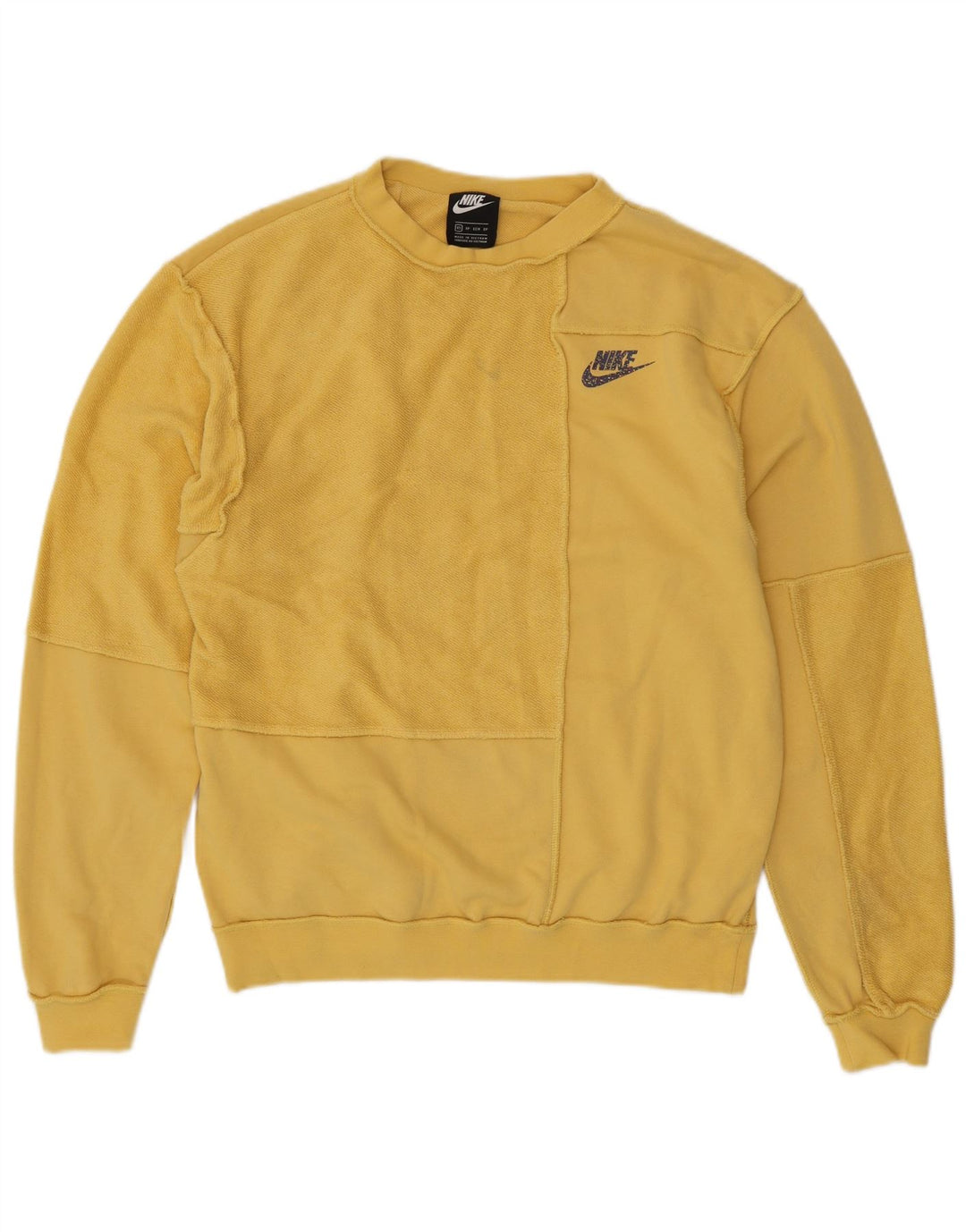 NIKE Mens Loose Fit Moletom Jumper XS Algodão Amarelo