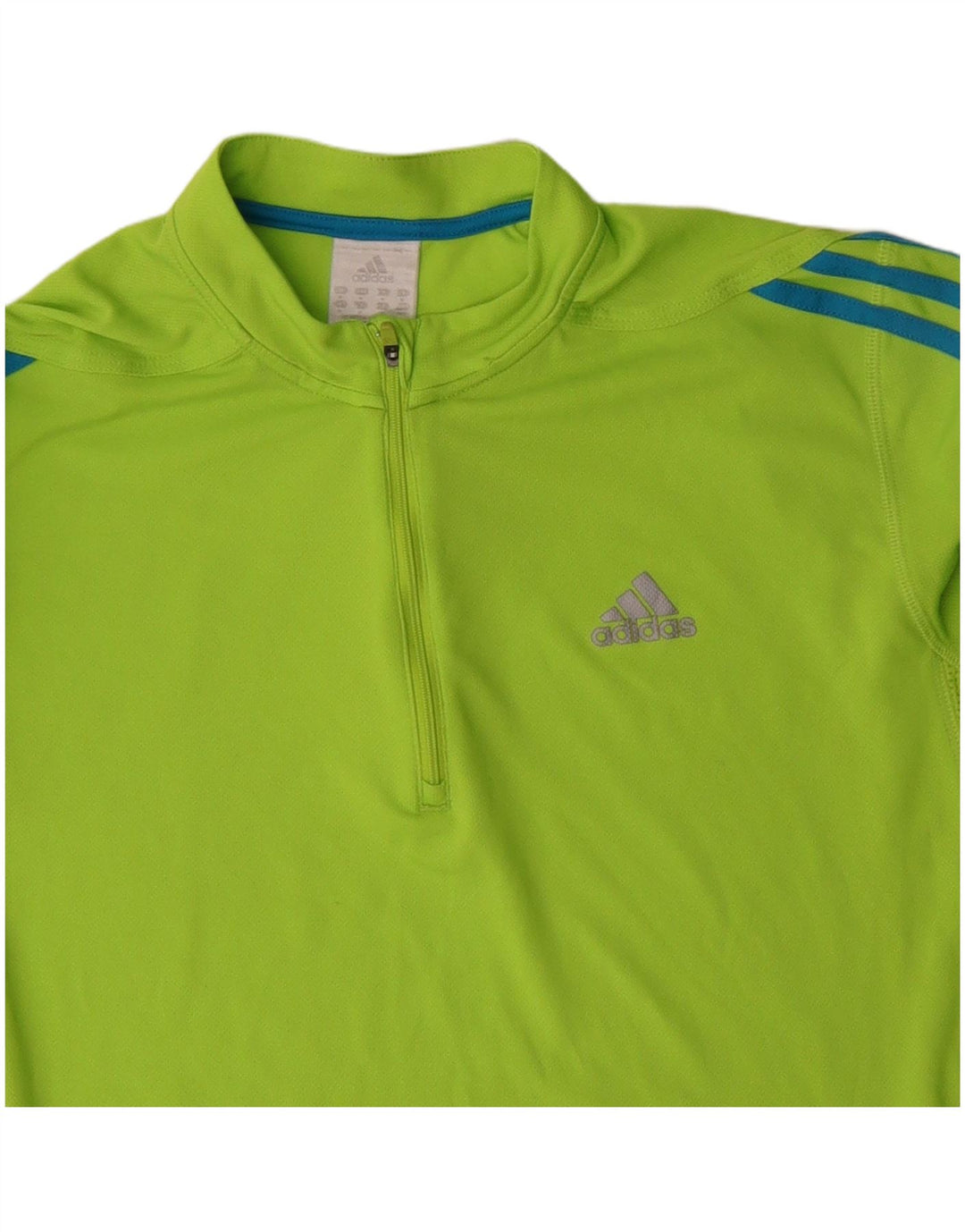 ADIDAS Mens Zip Neck Pullover Treino Top Médio Poliéster Verde