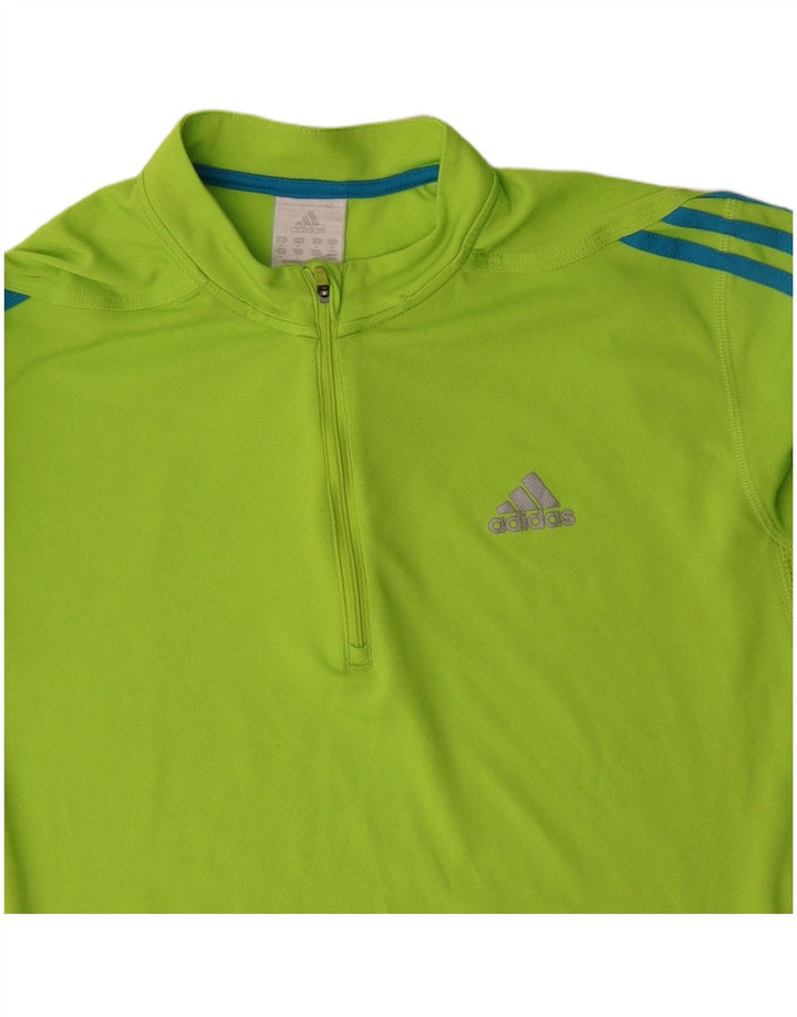 ADIDAS Mens Zip Neck Pullover Treino Top Médio Poliéster Verde