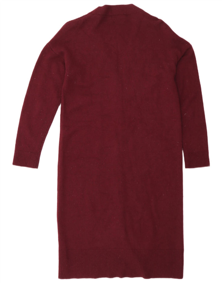 Suéter cardigã feminino Massimo Dutti Longline Reino Unido 14 Médio Borgonha