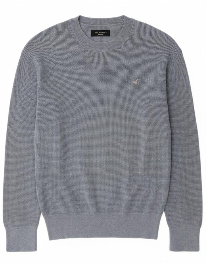 Suéter masculino ALL SAINTS com gola redonda e algodão azul médio