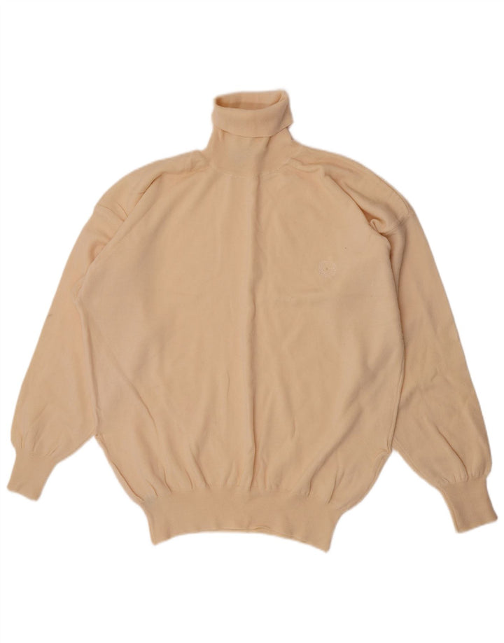 Suéter masculino vintage com gola redonda XL lã bege