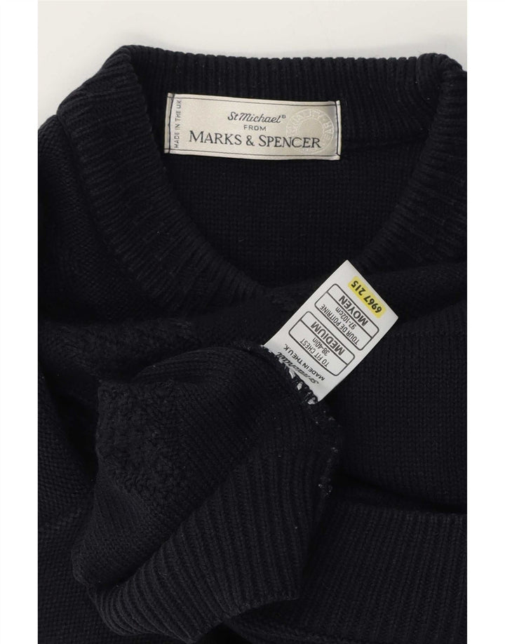 Suéter masculino Marks & Spencer St. Michael com gola redonda, azul marinho médio