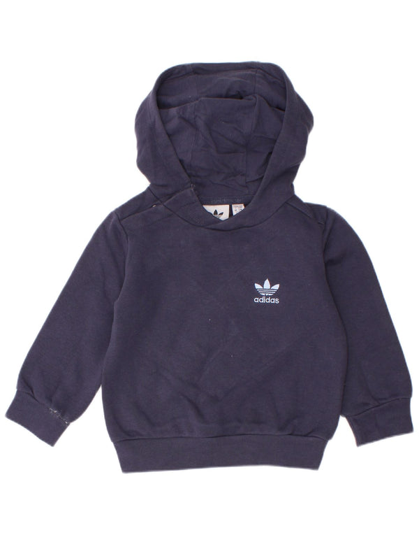 Suéter com capuz Adidas bebê menino 9-12 meses algodão azul marinho