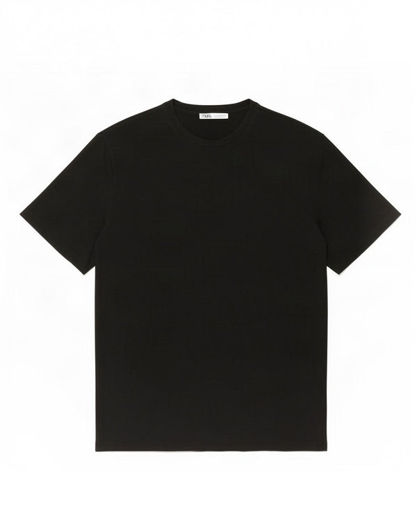 Camiseta masculina Zara Top grande de algodão preto