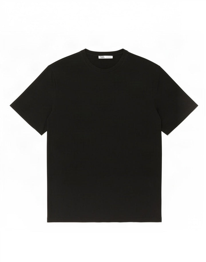 Camiseta masculina Zara Top grande de algodão preto