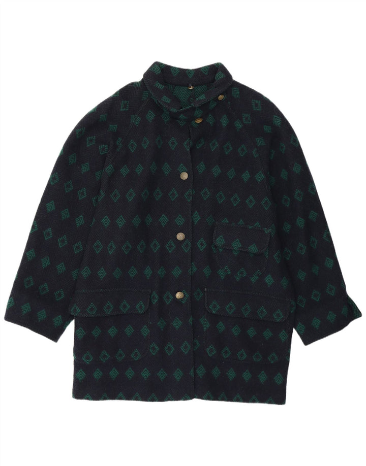Sobretudo feminino vintage folgado IT 42 médio azul marinho argyle/diamante