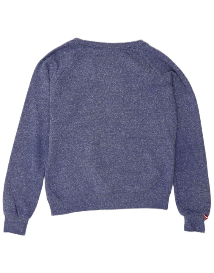 SUPERDRY moletom feminino de atletismo jumper UK 14 médio azul manchado